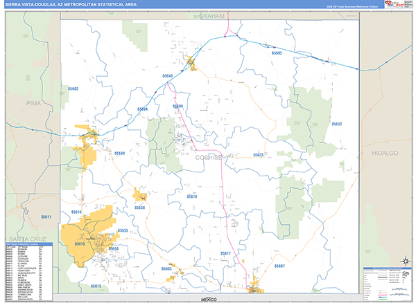 Sierra Vista-Douglas Metro Area Wall Map